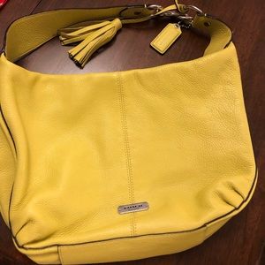 Yellow/Lime green leather Coach purse/hobo
